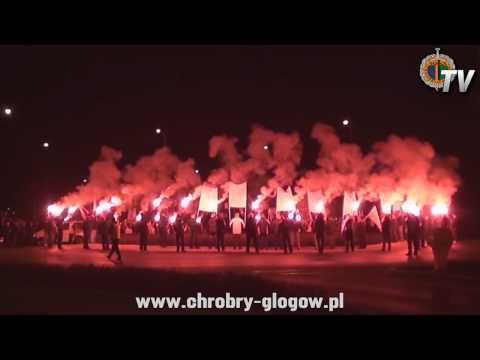 Racowisko kibiców Chrobrego przy rondzie Żołnierzy Wyklętych