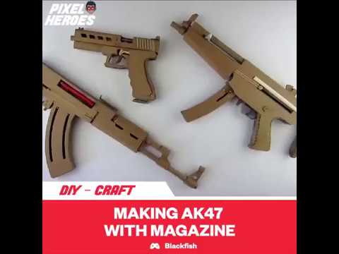 How To Make Cardboard AK47 That Sh00ts - With Magazine