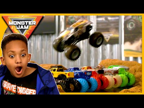 BEST STUNTS with Monster Jam Toy Trucks! 🤯 Revved Up Recaps Compilation - Fun with Monster Jam Toys!