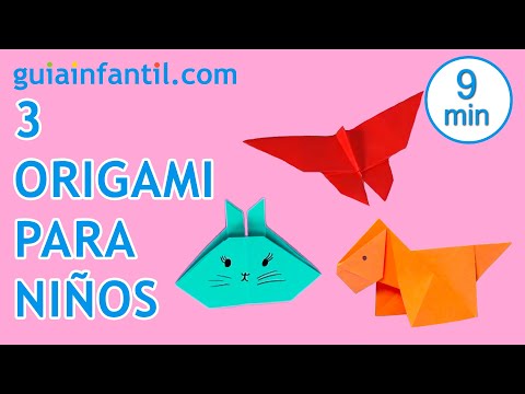 , title : '3 origami de animales faciles para niños 🦋 Cómo hacer una mariposa, conejo y perro de papel 🐰'