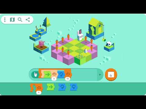 Kid Coding Google Doodle Level 6 Solution in 4 Steps