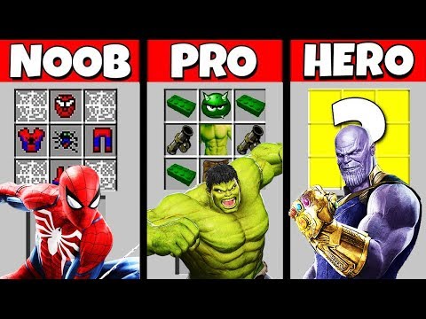 Minecraft Battle: NOOB vs PRO vs HEROBRINE: SUPERHERO CRAFTING CHALLENGE / Animation
