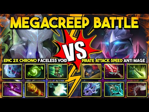 EPIC MEGA CREEP BATTLE | EPIC 2X CHRONO FACELESS VOID Vs. PIRATE ATTACK SPEED Anti Mage 7.35b DotA 2