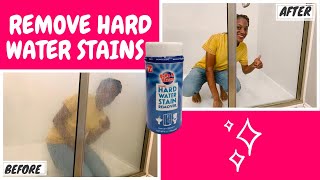 How To Remove Hard Water Stains on Glass Shower Doors with Brite & Clean Hard Water Stain Remover