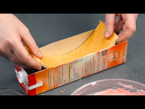 Coupez un côté de la brique et remplissez-la couche par couche | Délicieux dessert aux framboises