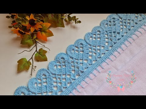 Crochet border/edge on heart dishcloth #719 step by step
