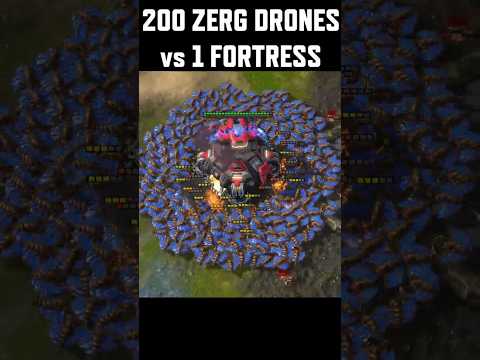 Who wins? 200 Drone Rush vs 1 Planetary Fortress #sc2 #starcraft #starcraft2 #blizzard #gaming