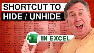 Excel Shortcut To Hide or Unhide Rows or Columns - Episode 2561E