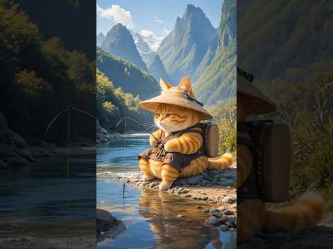 Chill Fisher Cat in the Mountains 🎣🐱⛰️ #funny