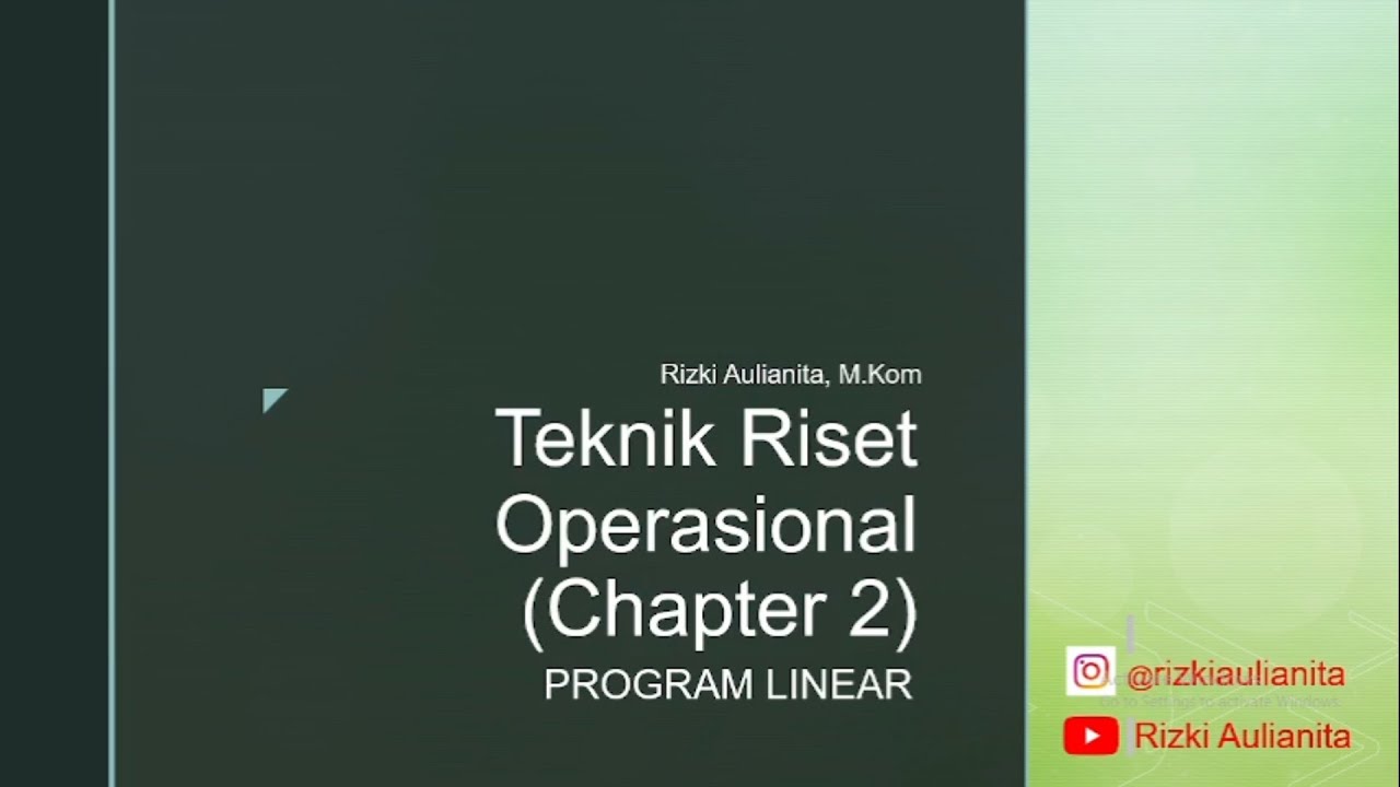 Program Linier (Konsep) PART I