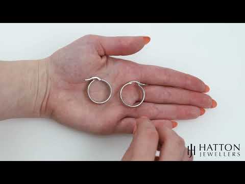 9ct White Gold Round Chunky Ribbed Hoop Earrings - 24mm