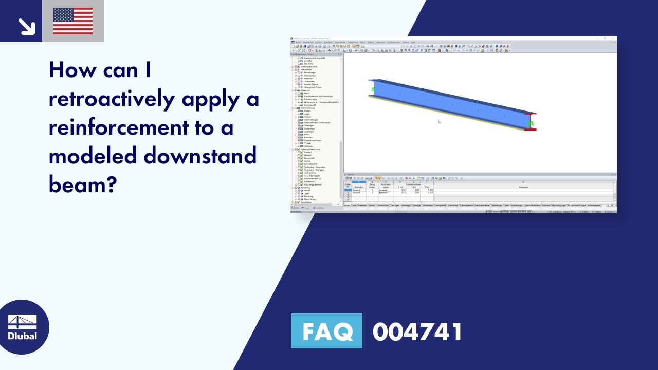 FAQ 004741 | How can I retroactively apply a reinforcement to a modeled downstand beam?