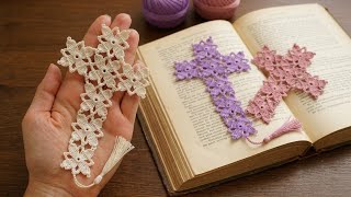 WOW 😯 Cute Crochet Cross Bookmark Tutorial 😍 Crochet Cross Bookmark for Bible 💯✨