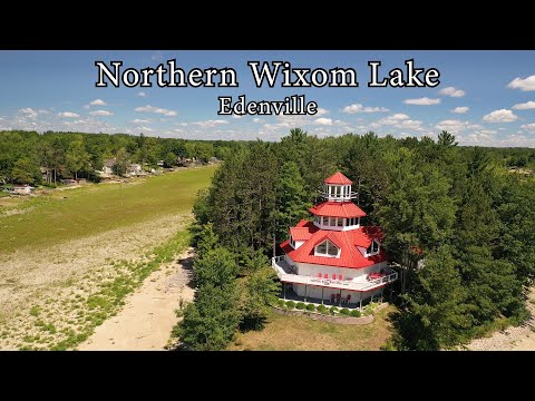 Northern Wixom Lake Aerial - Drone Shots of Island Cottage in Edenville