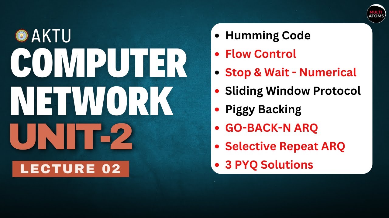 Lecture 2.2 Computer Network Unit-2 | Humming Code | Flow Control | CN Aktu Exams | CN Unit-2