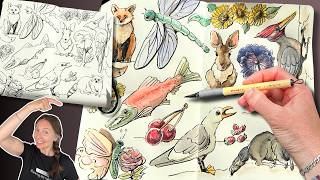 Relaxing Sketching with Brush Pen and Watercolours | Whimsical Animal Doodles