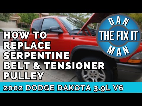 1997 - 2003 Dodge Dakota & Durango Serpentine Belt & Tensioner Pulley 3.9L V6 Magnum - EASY DIY!