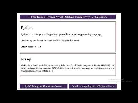 1 Introduction Python Mysql Database Connectivity