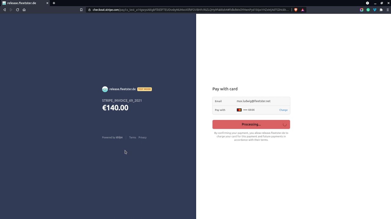 Stripe payment method registration