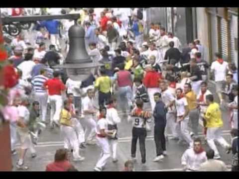 July 14 2001 encierro with Miura bulls in Pamplona