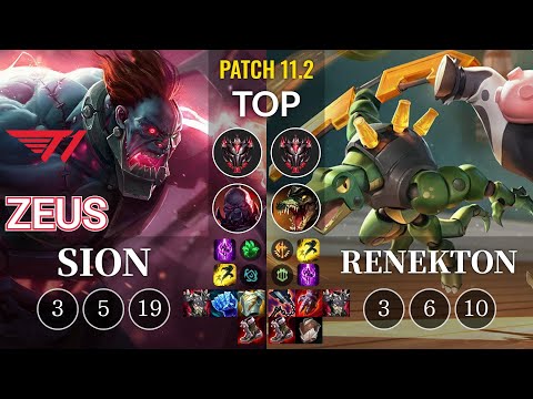 T1 Zeus Sion vs Renekton Top - KR Patch 11.2