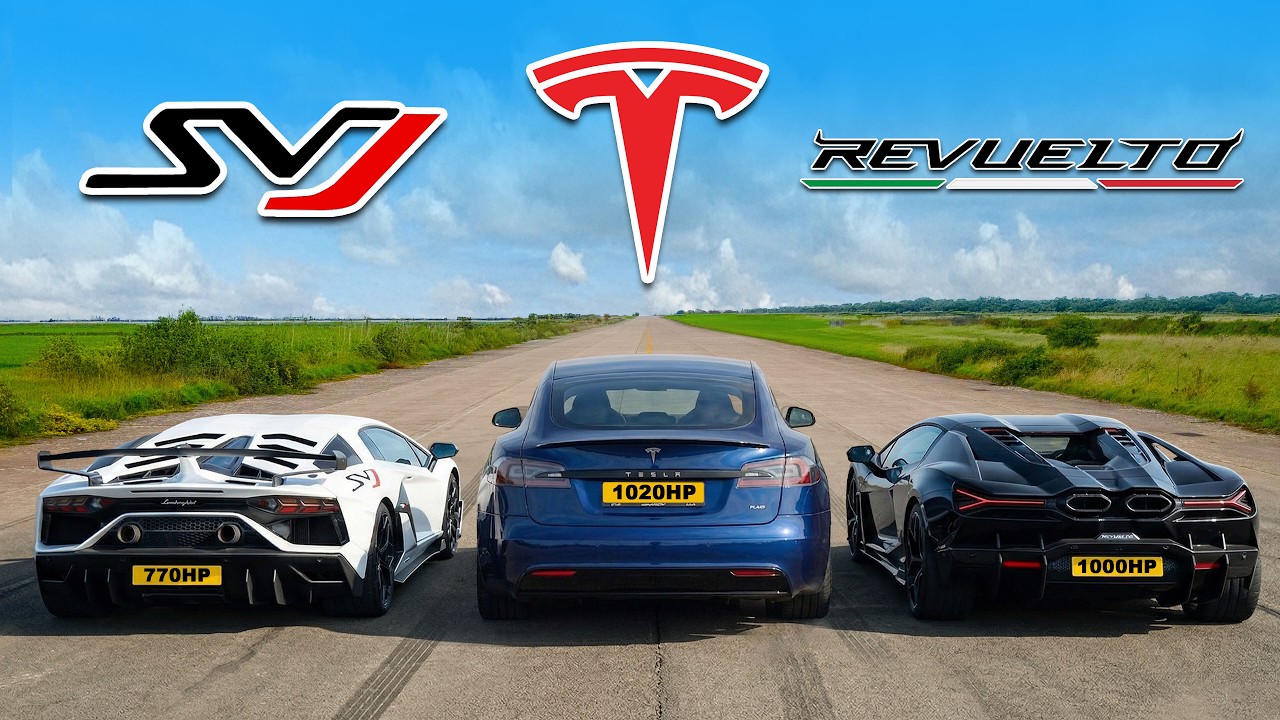 Fastest Lambos v Fastest Tesla: DRAG RACE