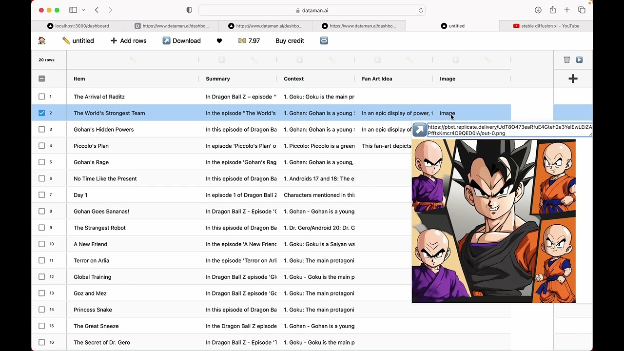 Let's dream it - AI generated Dragon Ball Z Fan Art using ChatGPT, Stable Diffusion XL and DatamanAI