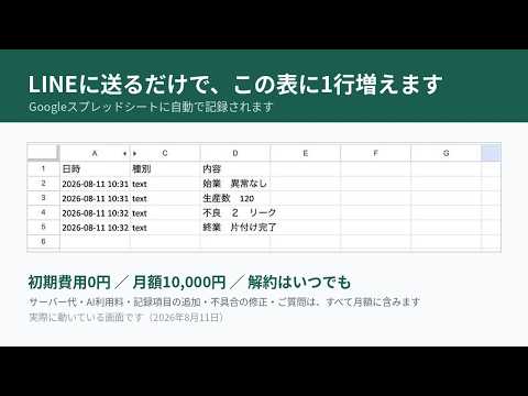 LINEに送るだけで記録が残る仕組み作ります イメージ1