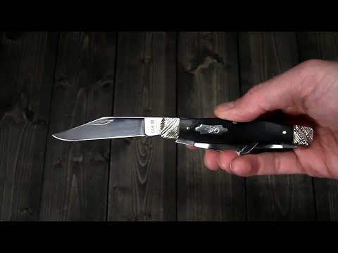 Case Large Stockman Worked Bolsters Smooth Ebony Wood Slip Joint Folding  Knife For Sale