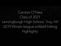 Camryn O’Hara, 2019 Softball winter league hitting highlights 
