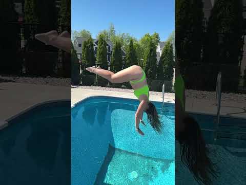FAST RUNNING TOE TOUCH DIVE into the Dirty Cold Swimming Pool #shorts