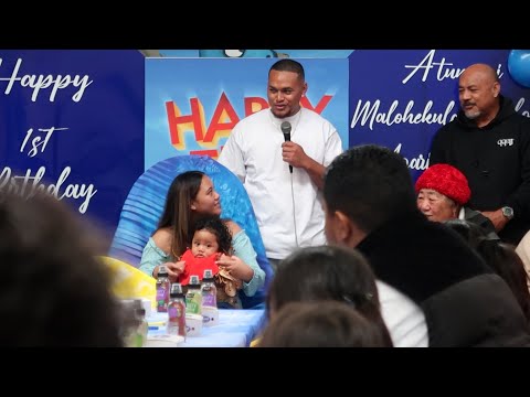 Famous Niue Builder now Member of Parliament celebrating Grandson Atumani's 1st Birthday.