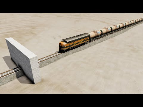 Trains Vs Impossible Wall Crossing Rail Tracks Crossover - BeamNG.Drive