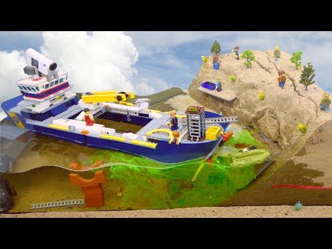 LEGO Ship Breaks Through Collapsing Dam - LEGO Dam Breach Experiment