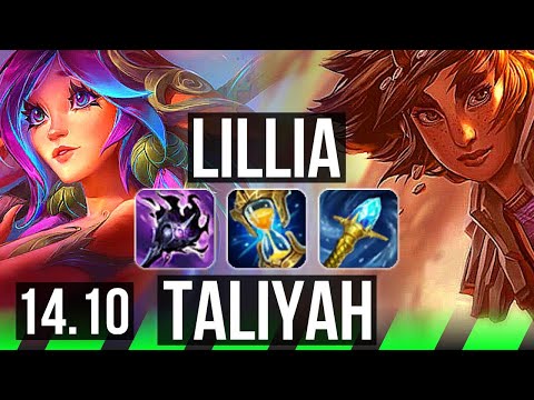 LILLIA vs TALIYAH (JGL) | 68% winrate, 45k DMG, 21/4/13, Legendary | KR Challenger | 14.10
