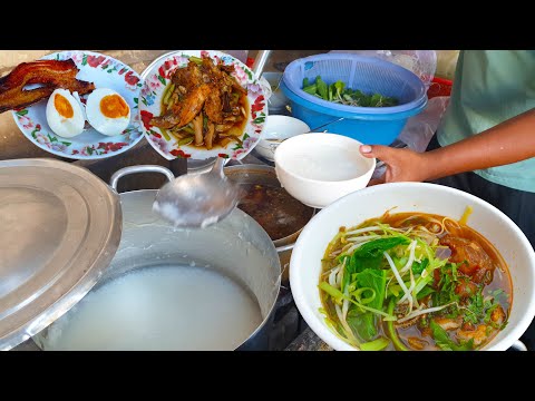$1.50 For A Bowl Of Porridge With Braised Tinny Fish, Salty egg,& Dried Fish,&$1.75 For Noodle Soup