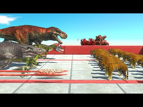 Dinosaurs VS Aquatics in Tiger Challenge - Animal Revolt Battle Simulator