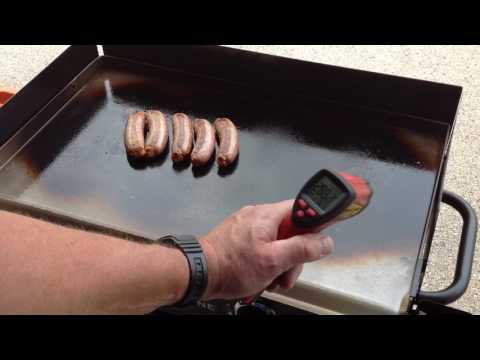 Blackstone 28" Griddle Wind Screen cooking Johnsonville Hot Italians Wrapped in a Soft Tortilla