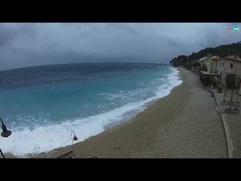 Mošćenička Draga plaža, olujno jugo 29.10.2018.