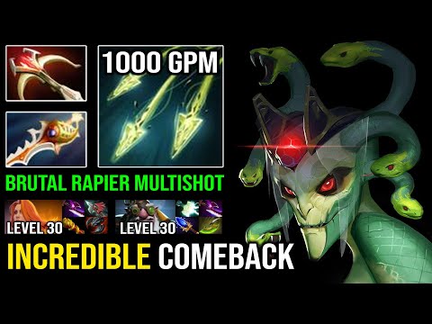 Incredible 20K Gold Comeback Against LEVEL 30 Sniper & Lina with Multishot 1K GPM Medusa Dota 2