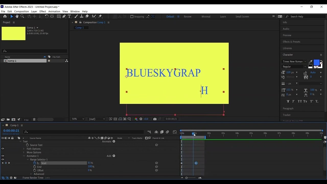Type animation - Position properties - Adobe After Effects