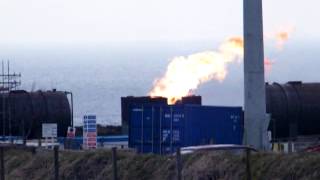 preview picture of video 'Oil Well Flaring Gas Near Lybster, Caithness'