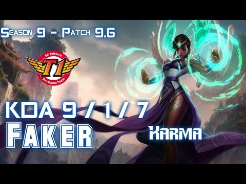 SKT Faker KARMA vs RIVEN Mid - Patch 9.6 KR Ranked