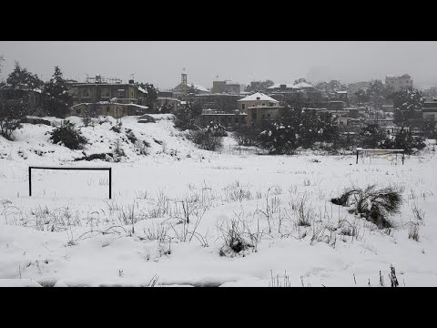 شاهد العاصفة الثلجية "هبة" تضرب لبنان