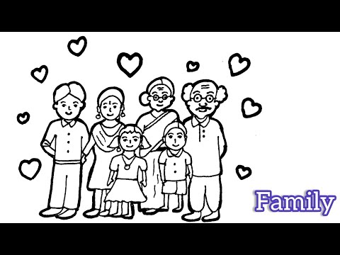 Joint family drawing || how to draw a joint family easy || family drawing step by step