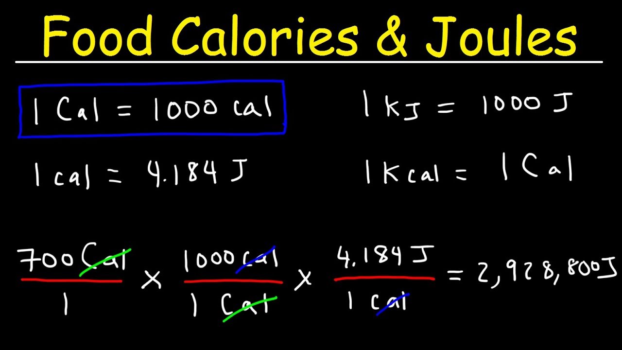 Joules, Food Calories, & Kilojoules - Unit Conversion With Heat Energy - Physics Problems