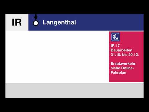 BLS Ansage » IR17 Langenthal Endbahnhof - S23 umsteigen | Bauarbeiten | SLBahnen