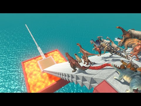 Deadly Small Bridge Challenge | Falling into the Lava Trap Pool - Animal Revolt Battle Simulator