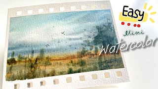 Relaxing & Easy Watercolor Landscape Tutorial for Beginners