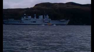 preview picture of video 'HMS Illustrious on Loch Long heading out to sea'